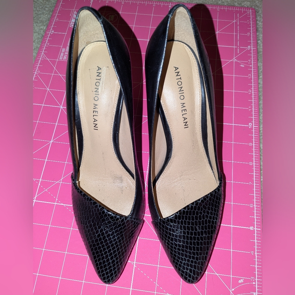 Antonio Melani Black Textured Heels